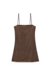 alexander wang clear hotfix slip dress in light mesh chocolate