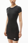 Alexander Wang washed black 罗纹棉短袖家居连衣裙