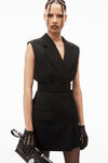 alexander wang sleeveless blazer dress in wool  black