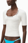 alexander wang 徽标提花弹力针织 t 恤 soft white