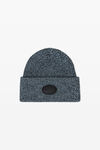 Alexander Wang oxford blue dome logo beanie in ribbed wool stretch