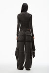 Alexander Wang washed charcoal ruched top in sueded jersey