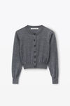 Alexander Wang charcoal melange 超细美利奴羊毛徽标短款开衫