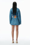 Alexander Wang deep blue 做旧牛仔布围裹式半身裙