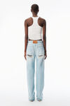 Alexander Wang light bleach indigo distressed jean with knit detail
