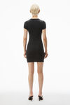 Alexander Wang washed black 罗纹棉短袖家居连衣裙