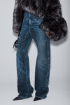 Alexander Wang black crackle indigo clear crystal hotfix moto pant in cotton denim