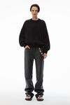 Alexander Wang black logo embossed ribbed pullover in soft chenille