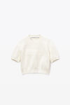 Alexander Wang soft white 徽标装饰压纹雪尼尔短袖罗纹套头衫