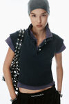 Alexander Wang washed navy/washed blue layered shrunken polo