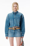 Alexander Wang vintage marbled blue 做旧效果大理石蓝牛仔布短款衬衫
