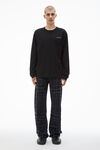 alexander wang long sleeve tee in high twist jersey black