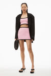 alexander wang contrast trim mini skirt in compact nylon light pink