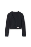 Alexander Wang black crystal hotfix long-sleeve cardigan in waffle knit