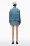 Alexander Wang vintage light indigo 棉质牛仔布加大款机车夹克