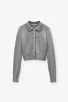 Alexander Wang heather grey grey wool-blend hotfix polo cardigan