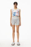 alexander wang logo elastic bike short in ribbed jersey grey