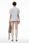 Alexander Wang light heather grey puff logo tee in cotton jersey