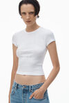 Alexander Wang white crystal hotfix tee in ribbed jersey