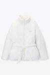 Alexander Wang white puffer coat with dome logo patch