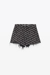 alexander wang bite 徽标装饰灰色做旧牛仔短裤 grey aged/white