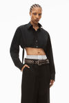 alexander wang 密织棉质短款系扣衬衫 black