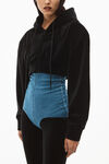 alexander wang cropped zip up hoodie in velour black