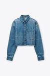 Alexander Wang vintage marbled blue 做旧效果大理石蓝牛仔布短款衬衫