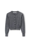 Alexander Wang charcoal melange 超细美利奴羊毛徽标短款开衫