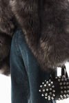 Alexander Wang black crackle indigo clear crystal hotfix moto pant in cotton denim