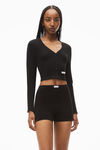 Alexander Wang black cardigan in seamless rib-knit