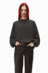 Alexander Wang charcoal melange 水晶羊毛圆领套头衫