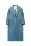 alexander wang tailored oversized denim long coat medium marbled indigo
