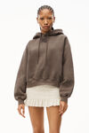 alexander wang puff logo hoodie in structured terry washed cola