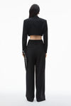 Alexander Wang black cropped tuxedo blazer in wool tailoring