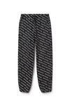 alexander wang logo print jogger in denim grey aged/white