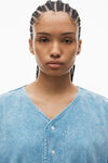 Alexander Wang washed blue oversized baseball shirt in cotton jersey