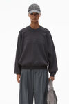 Alexander Wang grey 徽标压纹罗纹针织毛衣