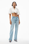 alexander wang ez mid-rise straight leg jean in denim light indigo fade