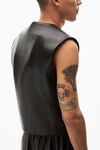 alexander wang 内衬皮革摩托车手背心 black