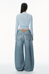 Alexander Wang ariel blue logo-embroidered cropped cardigan in viscose
