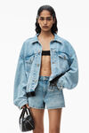 alexander wang shorty high-rise short in denim light indigo fade
