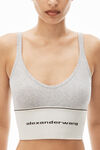alexander wang logo elastic bra in ribbed jersey grey