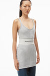 alexander wang logo elastic dress in ribbed jersey grey