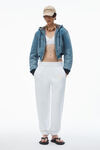 alexander wang puff logo sweatpant in structured terry    white
