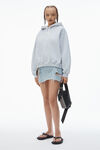 Alexander Wang light heather grey 发泡徽标装饰硬挺毛圈布连帽衫