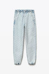 alexander wang  logo print jogger in denim pebble bleach/white