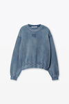 Alexander Wang washed blue ink 蓝色徽标发泡彩胶印花运动衫
