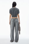 Alexander Wang charcoal short sleeve tee in wool blend with crystal hotfix trim
