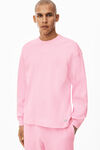 alexander wang unisex long sleeve in cotton waffle thermal  light pink
